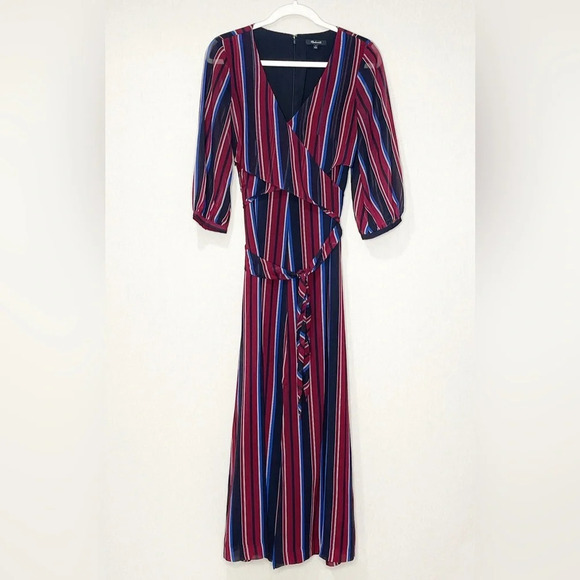 Madewell Wrap-Around Maxi Dress Stockdale Stripe‎ Boho Long Flowy Dress - Picture 7 of 11